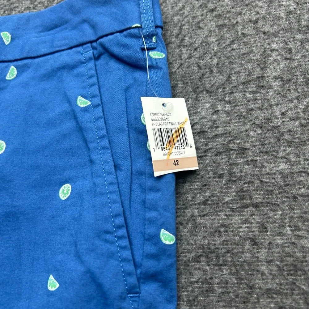 Izod Mens Shorts Harborside Limes Blue Cotton Classic Fit 42x9.5 Resort‎ Cruise